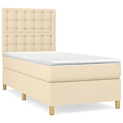 Maison Chic Lit Adulte - Lit simple Lit à sommier tapissier avec matelas moelleux - Meuble de Chambre - Crème 100x200 cm Tissu -MN89480