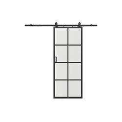 Avis Vente-Unique Porte coulissante avec système en applique - aluminium et verre trempé dépoli - H205 x L93 cm - WILDEN II