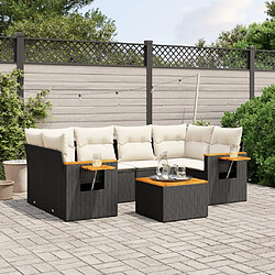 Maison Chic Ensemble Tables et chaises d'extérieur 7pcs avec coussins,Salon de jardin noir résine tressée -GKD806937