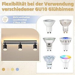 NETTLIFE 3 spots de plafond LED noir GU10 en métal, orientables à 330° pour chambre couloir salle à manger cuisine salon lumière blanc chaud pas cher