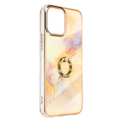 Avizar Coque iPhone 13 Mini Bi-matière avec Bague de maintien Motif marbre - rose