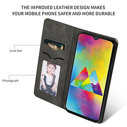 Wewoo Housse Coque Etui en cuir avec rabat horizontal magnétique Business Skin Feel pour Samsung Galaxy M20 gris foncé