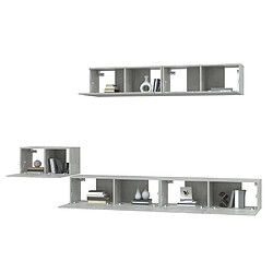 Acheter Maison Chic Ensemble de meubles TV 5 pcs | Banc TV Moderne pour salon | Meuble de Rangement - Gris béton Bois d'ingénierie -MN98407