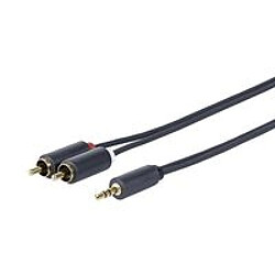 3.5MM - 2 X RCA M-M 0.5 Meter high flexible, 24AWG heavy duty, double-shileding, gold plated connector