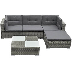 Maison Chic Salon de jardin 5 pcs + coussins - Mobilier/Meubles de jardin - Table et chaises d'extérieur Résine tressée Gris -MN47534