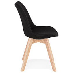 Avis Alterego Chaise scandinave 'WILLY' en tissu noir avec pieds en bois finition naturelle