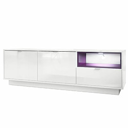 Mpc Meuble TV Blanc Haute Brillance Avec Une Insertion Mûre Haute Brillance + LED 48 X 153 X 38 Cm