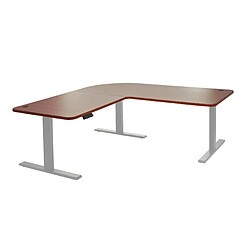 Decoshop26 Bureau d'angle table d'ordinateur réglable en hauteur électriquement 178 x 178 cm HDF naturel pieds acier gris 04_0006028