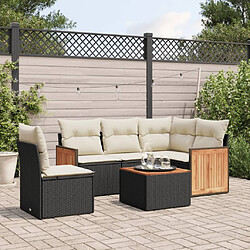 vidaXL Salon de jardin 6 pcs avec coussins noir résine tressée