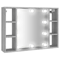 Helloshop26 Armoire à miroir avec led 76 x 15 x 55 cm gris 02_0006678