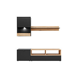 Dusine ENSEMBLE MEUBLE TV NANO NOIR MAT ET BOIS ARTISANA 175 CM