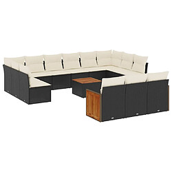 Maison Chic Salon de jardin avec coussins 14 pcs | Ensemble de Table et chaises | Mobilier d'Extérieur noir résine tressée -GKD32186