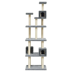 Helloshop26 Arbre à chat meuble tour grimper jouet grattage grattoir escalade plateforme avec griffoirs en sisal clair 188 cm gris 02_0022598