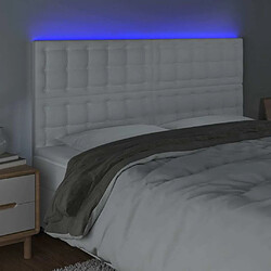 Avis Maison Chic Tête de lit scandinave à LED,meuble de chambre Blanc 200x5x118/128 cm Similicuir -MN70565