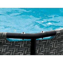 Acheter Vente-Unique Piscine tubulaire ovale effet chevrons gris foncé avec pompe filtrante à cartouche - L424 x P250 x H100 cm - SALAMANQUE