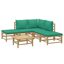 Avis Maison Chic Salon de jardin 6 pcs + coussins - Mobilier/Meubles de jardin - Table et chaises d'extérieur vert bambou -MN79297