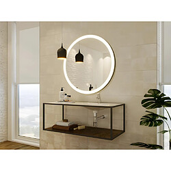 Vente-Unique Miroir de salle de bain lumineux rond noir avec Leds - D. 80 cm - NUMEA