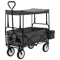 vidaXL Chariot à main pliable avec toit Acier Gris