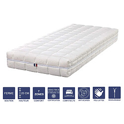 Literie Julien Lot de 2 Matelas Mémoire de Forme 70x190 x 20 cm Ferme + 2 Oreillers Visco - Spécial Sommier Electrique - Déhoussable Housse Lavable - 7 Zones de Confort - Noyau Poli Lattex HR Dernière Génération - Très Respirant