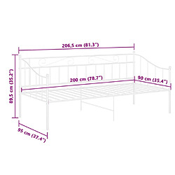 vidaXL Cadre de canapé-lit sans matelas blanc métal 90x200 cm pas cher