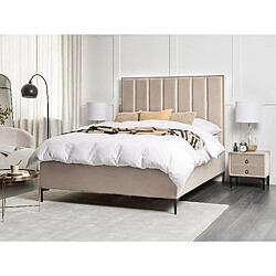 Beliani Ensemble de chambre en velours taupe avec lit double 140 x 200 cm SEZANNE