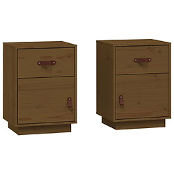 Maison Chic Lot de 2 Tables de chevet - Tables de Nuit Marron miel 40x34x55cm Bois de pin massif