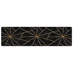 vidaXL Tapis lavable noir et doré 80x300 cm antidérapant