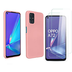 Coque Silicone Couleur Rose + 2 Verres Trempes Pour Oppo A72 Little Boutik®