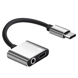 Avis 2in1 USB Type C Adaptateur 3.5mm Casque Jack u0026 Chargeur Câble Argent