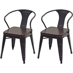 Decoshop26 2x chaises de salle à manger cuisine en synthétique et métal style industrielle marron noir CDS04451