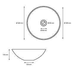 Ecd Germany Lavabo avec vidage à tirette avec trop-plein 320x320x135 mm céramique ronde blanc