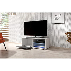 VIVALDI Meuble TV - MOON 2 - 100 cm - blanc mat / gris brillant +LED - style moderne