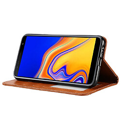 Wewoo Housse Coque Étui en cuir à rabat horizontal avec texture pour peau Galaxy J4 +avec cadre photoporte-cartes et emplacements cartes noir pas cher