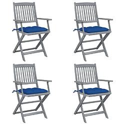 Maison Chic Lot de 4 Chaises pliables d'extérieur avec coussins | chaises de jardin | Fauteuil Relax Bois d'acacia -GKD82642