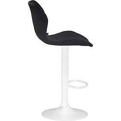 Avis Decoshop26 Tabouret de bar x1 avec coutures décoratives en forme de losanges en tissu noir et métal blanc 10_0004672