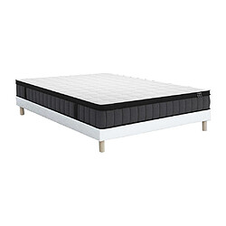 Vente-Unique Ensemble 160 x 200 cm sommier tapissier + matelas ressorts ensachés 7 zones et mémoire de forme rafraichissante ép.25cm - TOLCA de YSMÉE