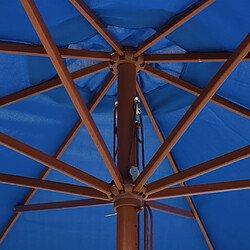 ComfortXL Parasol D'extérieur Avec Mât En Bois 350 Cm Bleu pas cher