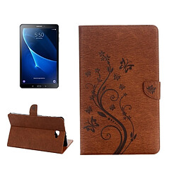 Wewoo Housse Étui brun pour Samsung Galaxy Tab A 10.1 fleurs pressées motif papillon flip horizontal PU en cuir avec boucle magnétique et titulaire fentes cartes porte-monnaie