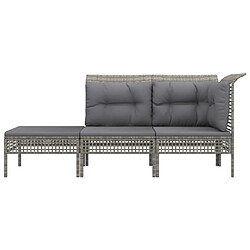 Avis Maison Chic Salon de jardin 3 pcs + coussins - Mobilier/Meubles de jardin - Table et chaises d'extérieur Gris Résine tressée -MN87760