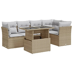 vidaXL Salon de jardin avec coussins 6 pcs beige résine tressée