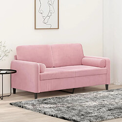 vidaXL Canapé 2 places avec oreillers décoratifs rose 140 cm velours