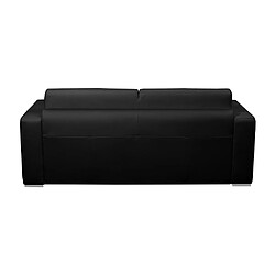 Acheter Vente-Unique Canapé 3 places convertible express 100% cuir de buffle noir matelas 18 cm DELECTEA II