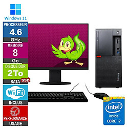 Lenovo M920t i7-8700 4.60GHz 8Go/2To SSD Wifi W11 + Ecran 19 - Reconditionné