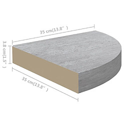 Avis vidaXL Étagères d'angle murales 4 pcs Gris béton 35x35x3,8 cm MDF