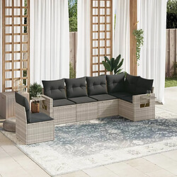 vidaXL Salon de jardin 6 pcs avec coussins gris clair résine tressée