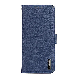 Etui en PU texture litchi, fermeture aimantée bleu pour votre Honor 60