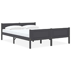 vidaXL Cadre de lit sans matelas bois massif de pin gris 140x200 cm 