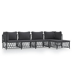 Maison Chic Salon de jardin 5 pcs avec coussins - Table et chaises d'extérieur - Mobilier/Meubles de jardin Moderne anthracite acier -MN31957