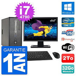 PC Tour HP ProDesk 600 G1 Ecran 22" i7-4790 RAM 32Go Disque 2To Windows 10 Wifi - Occasion