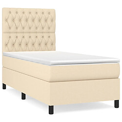 Maison Chic Structures de lit + matelas,Lit à sommier tapissier et matelas pour Chambre Crème 90x190 cm Tissu -MN25475